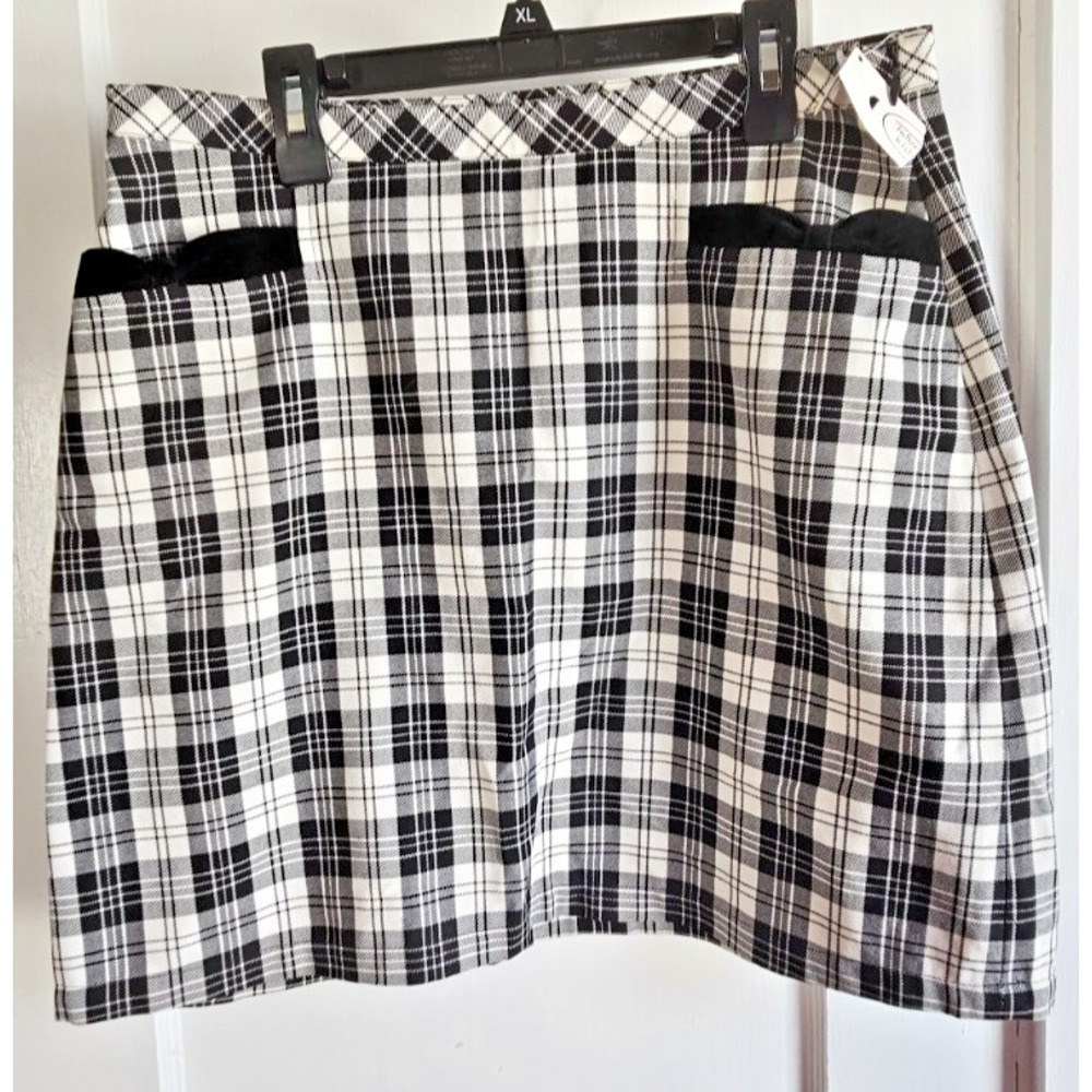 NWT VTG TALBOTS KIDS black white mini skirt bowtie pockets girl sz 20